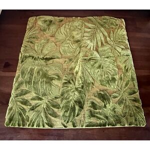 Green Tropical Leaf Pattern Crushed Velour Velvet 17"Throw Pillow Cover Zipper